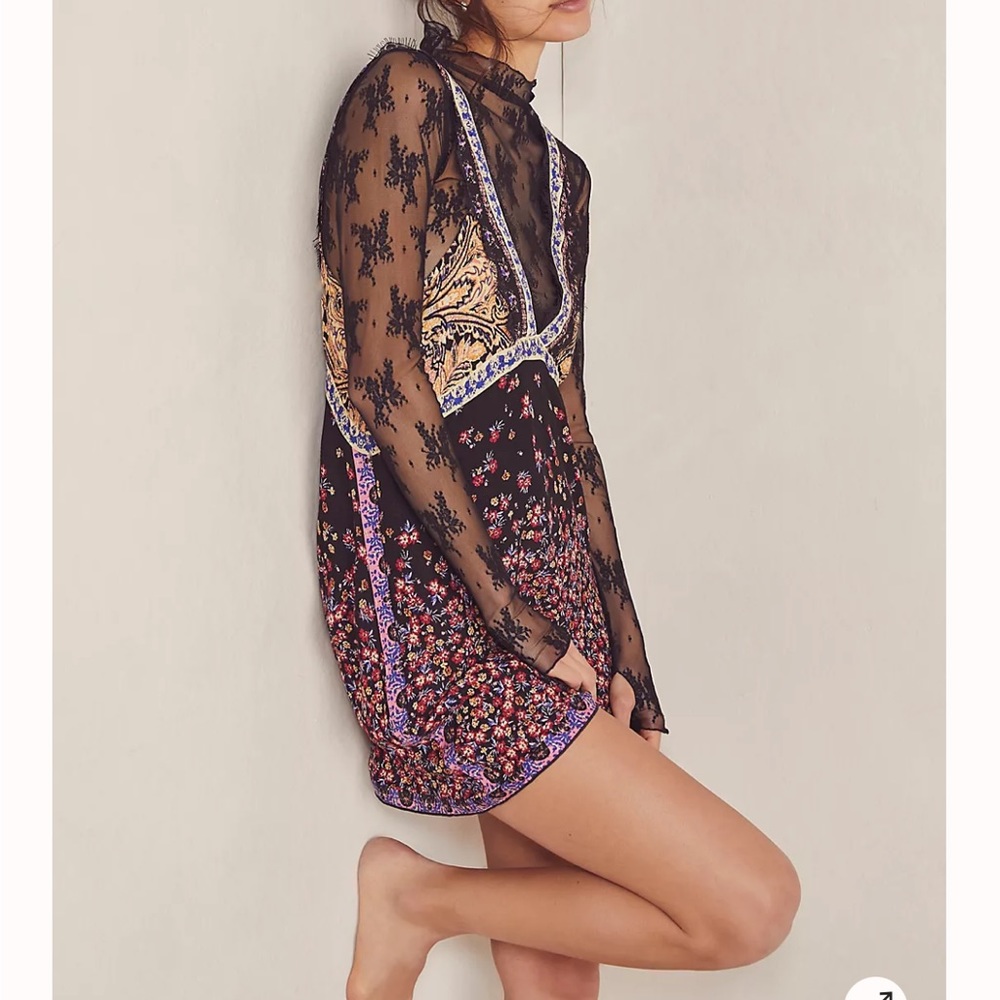 Free People East Willow Trapeze Slip Dress Black